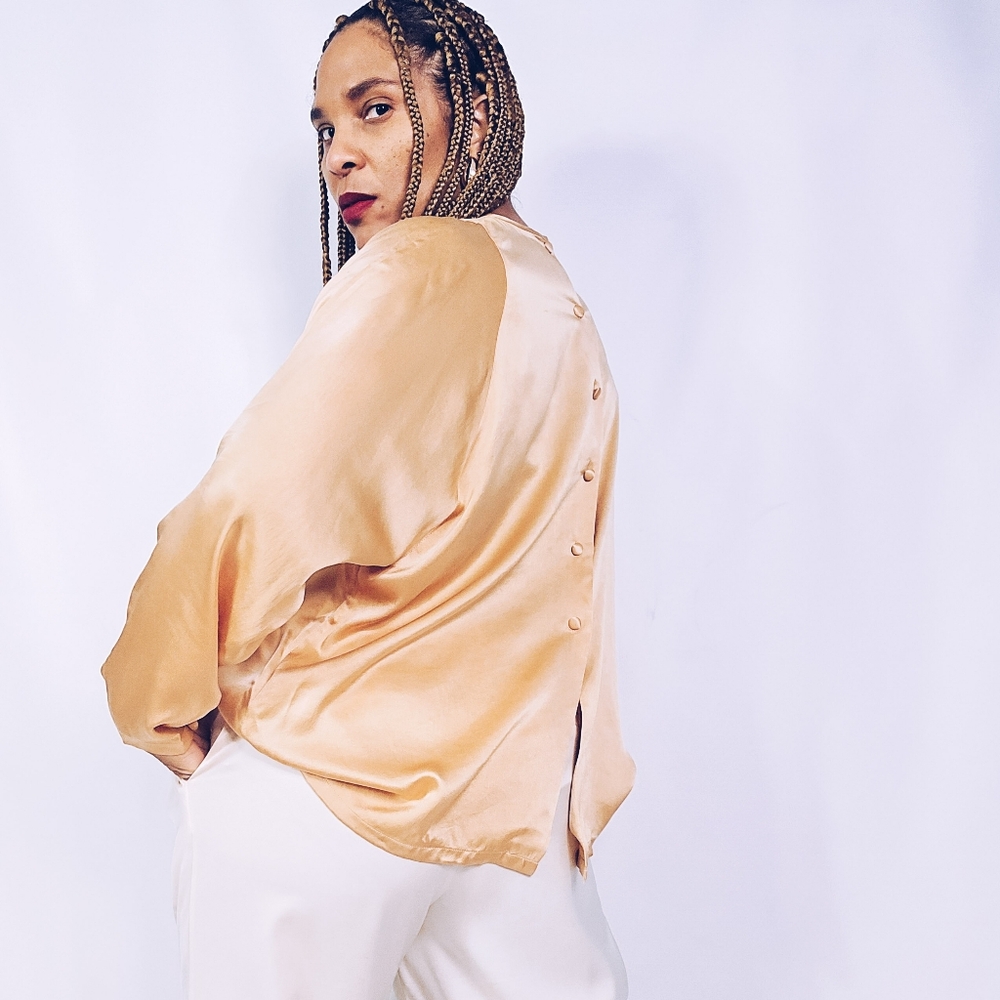 Golden Silk Button-Down Blouse